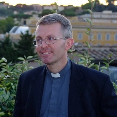 Fr Anthony Currer, on the balcony of the Dicastery for Promoting Christian Unity on the via de la Conciliazione