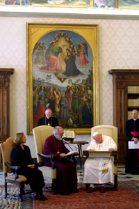 Archbishop Rowan Williams meets Pope John Paul II in Rome