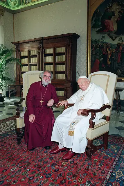 Archbishop of Canterbury Rowan Williams visiting Pope John Paul II in Rome