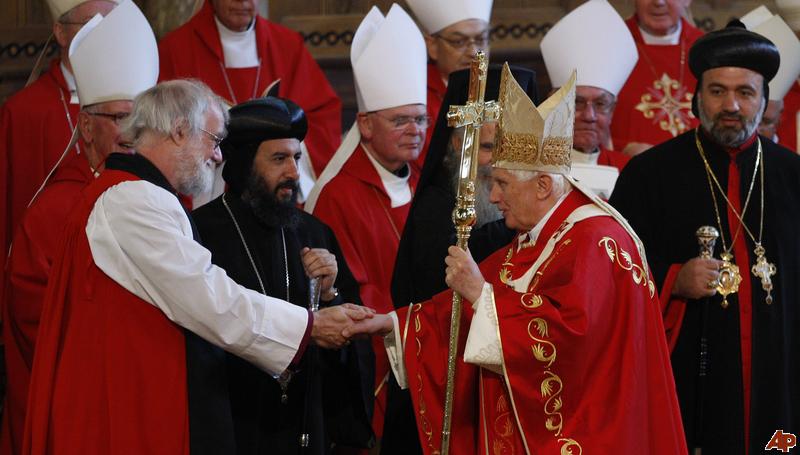 Pope Benedict XVI and Archbishop Rowan Williams with ecumenical guests