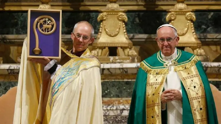 Pope Francis gave Archbishop Justin Welby a replica of the Crozier of St. Gregory the Great
