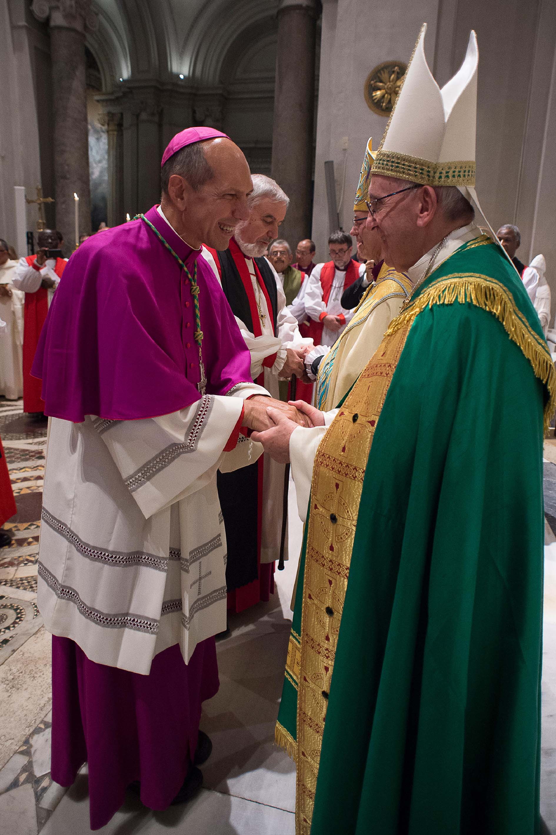 Pope Francis commissions Archbishop Donald Bolen, co-chair of IARCCUM, at the Vespers in San Gregorio al Celio