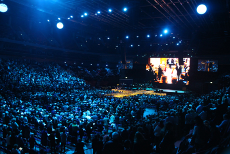 10,000 Lutherans and Catholics gather in Malmö Arena in October 2016 ahead of a joint ccommemoration of the 500th anniversary of the Reformation, attended by Pope Francis