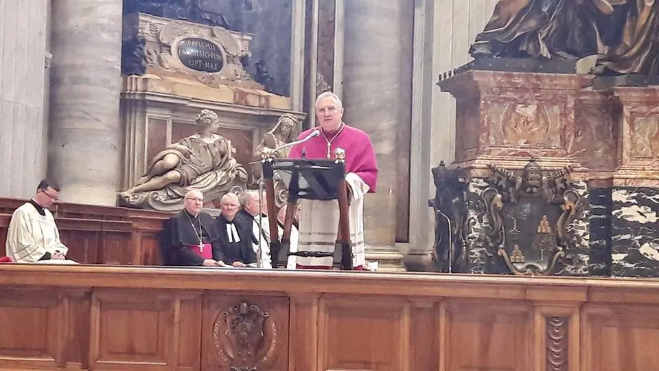 Archbishop Arthur Roche preaching at the first ever Anglican Evensong in St Peter's Basilica