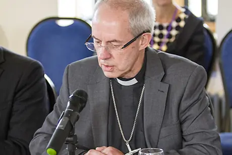 Archbishop of Canterbury Justin Welby briefs journalists during the 2017 Primates' Meeting