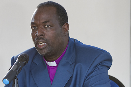 The Archbishop of Kenya, Jackson Ole Sappit, at a press conference at the conclusion of the 2017 Primates’ Meeting