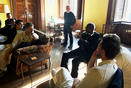 The two cricket teams gathered at the Anglican Centre in Rome where the new director Archbishop Bernard Ntahoturi spoke about the Centre's work