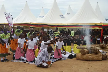 School students perform a play telling the story of the Ugandan Martyrs in Munyonyo earlier this month as part of commemorations leading up to Sunday's anniversary