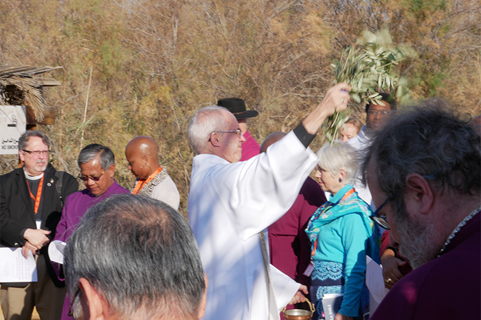 The Archbishop of Canterbury blesses the primates with water taken from the Jordan river