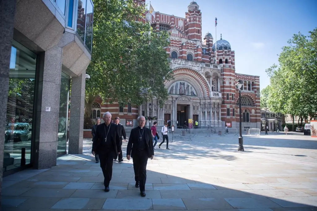 Cardinal Vincent Nichols and Archbishop Justin Welby walking from Westminster Cathedral to Westminster Abbey