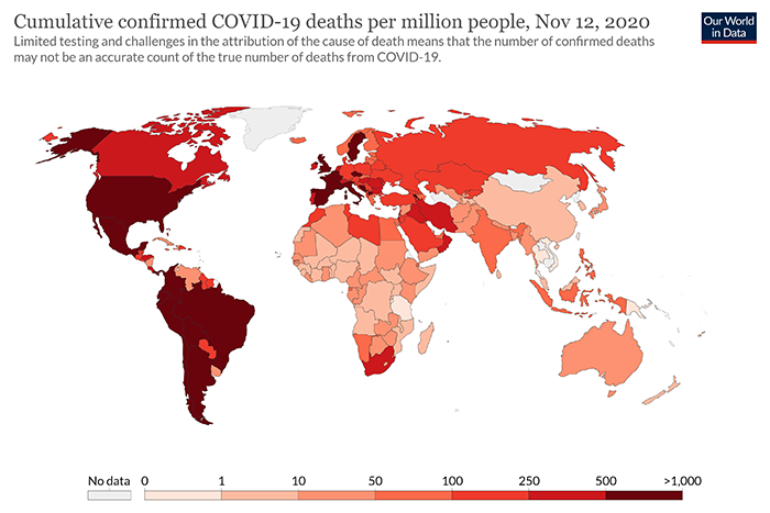 Cumulative confirmed COVID-19 deaths per million people