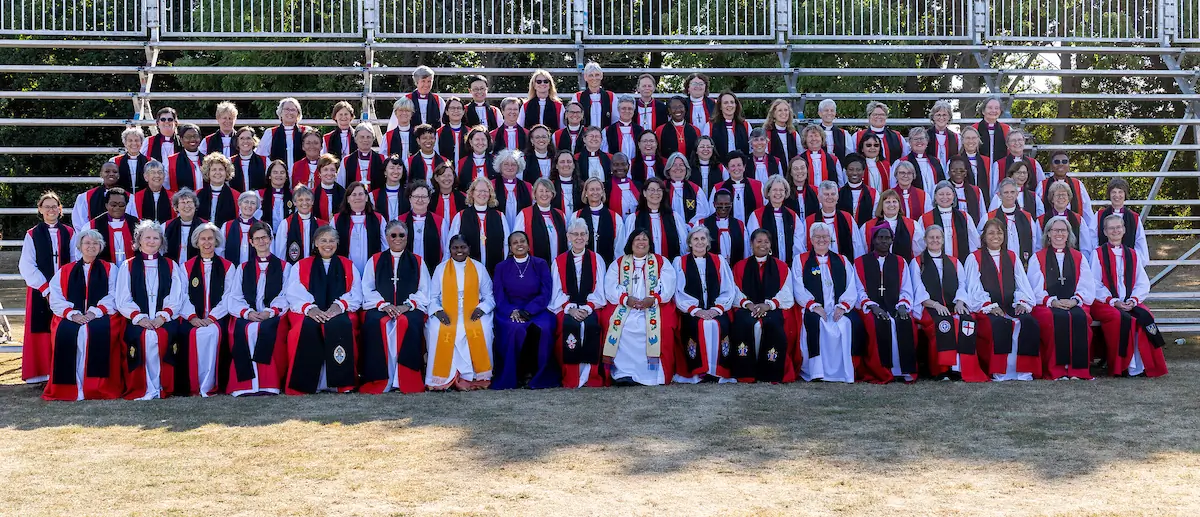The women Bishops pose for their group photograph during the 2022 Lambeth Conference at the University of Kent in Canterbury, United Kingdom