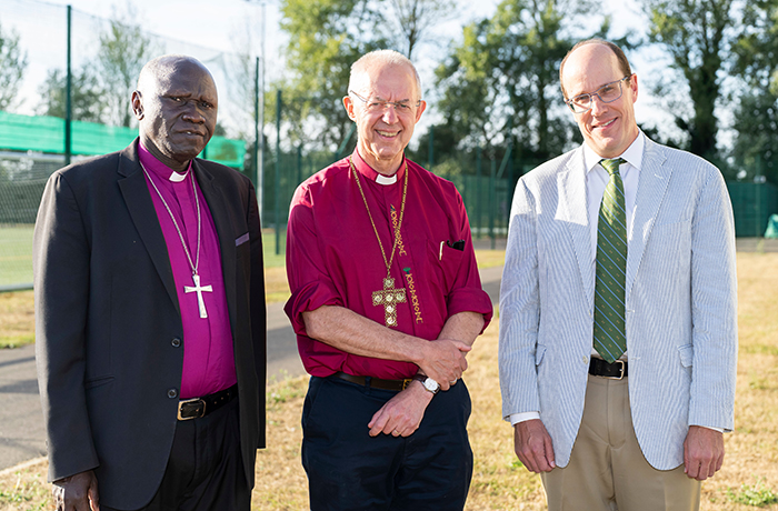 The Secretary General-Designate of the Anglican Communion, Bishop Anthony Poggo; the Archbishop of Canterbury, Justin Welby; and the Director-Designate of the Anglican Communion's Unity, Faith & Order department, Dr Christopher Wells