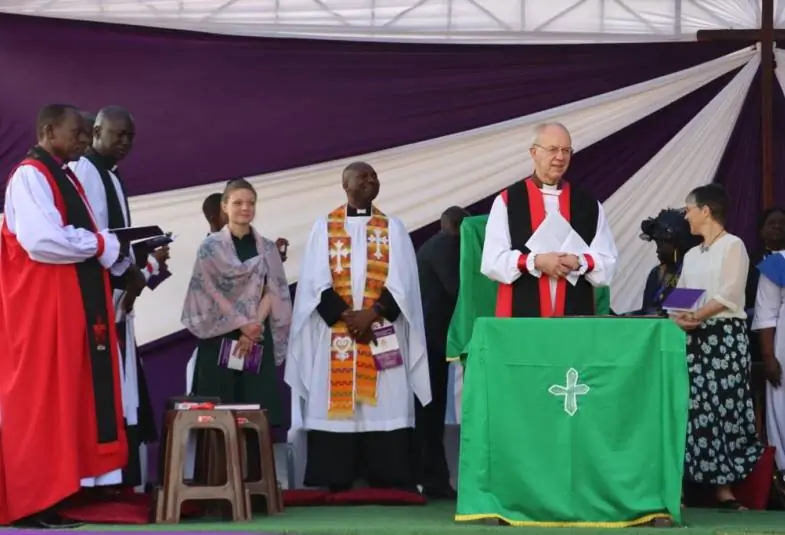 Archbishop Justin Welby preaching at All Saints Anglican Cathedral in Juba, South Sudan