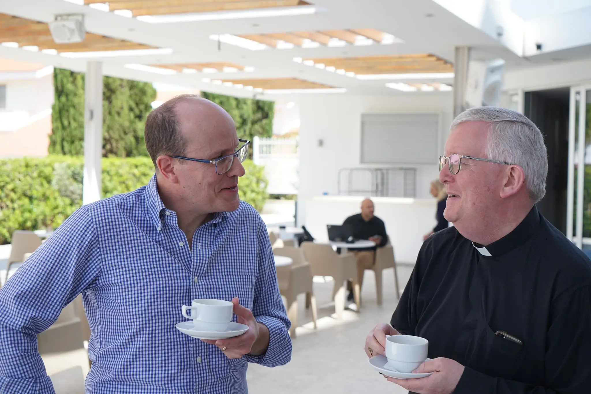 Dr Christopher Wells, co-secretary of ARCIC III, and Archbishop Bernard Longley, co-chair, at the dialogue meeting in Larnaca, Cyprus