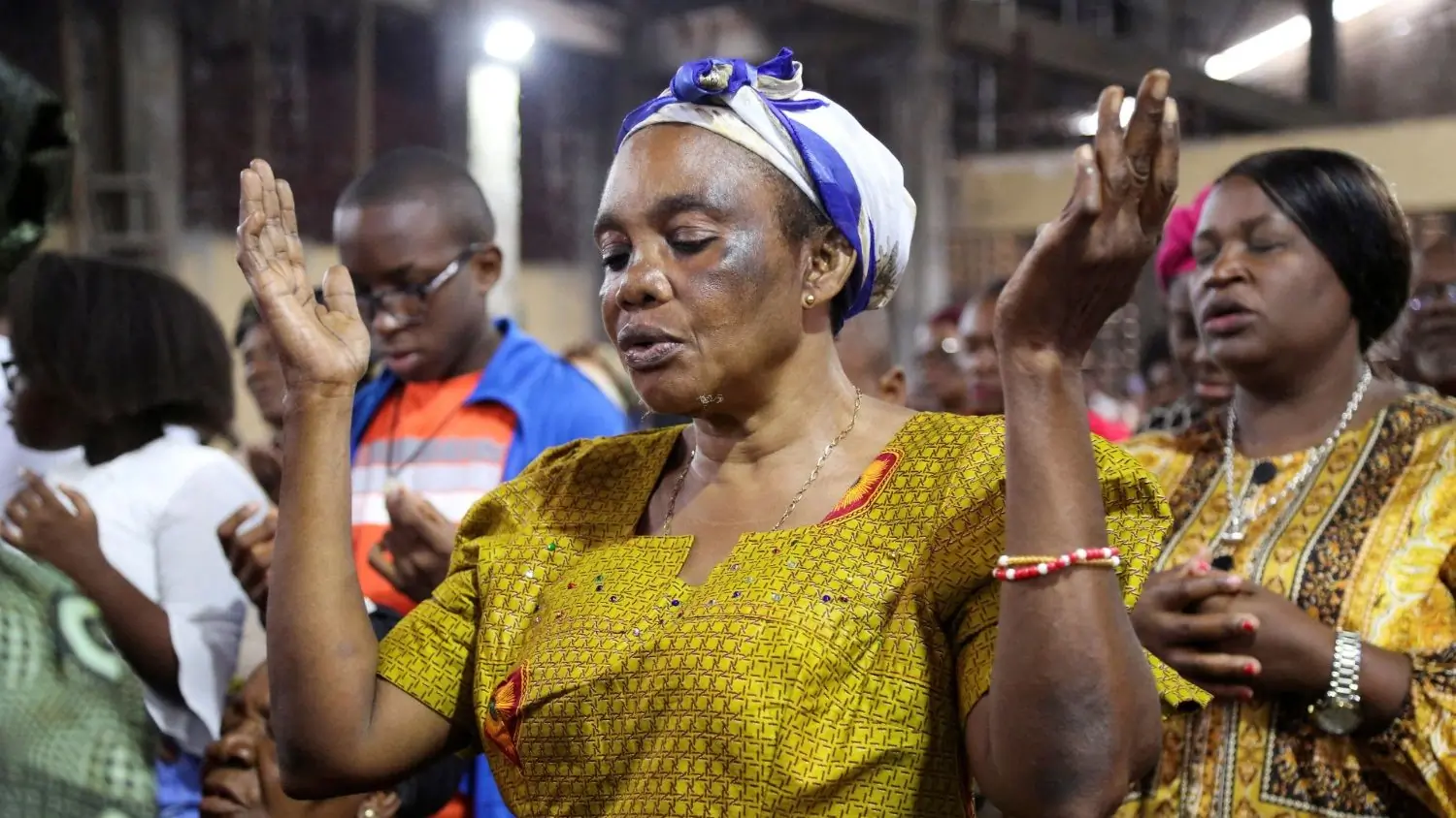 Catholics attend Mass in St. Charles parish in Kinshasa ahead of the Pope's visit to the Democratic Republic of the Congo