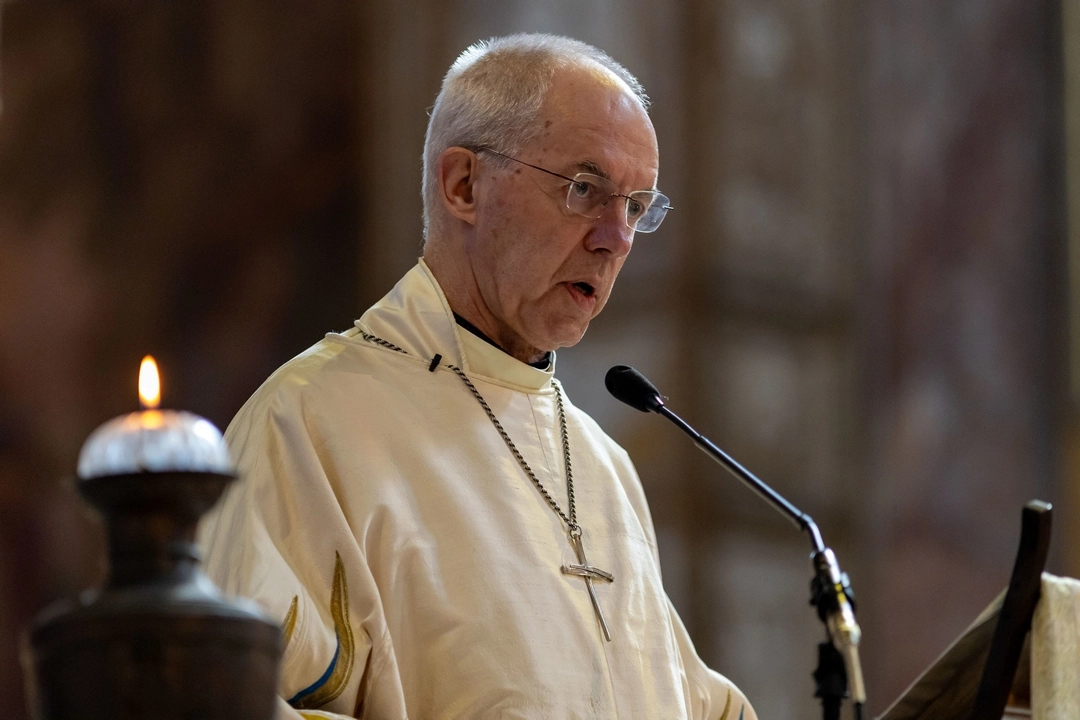 The Most Revd and Rt Hon Justin Welby, Archbishop of Canterbury, officiates during a service of Holy Eucharist on the Feast of the Conversion of St Paul at the Basilica di San Bartolomeo all’Isola Tiberius, Rome during IARCCUM Growing Together Ecumenical Summit in Rome