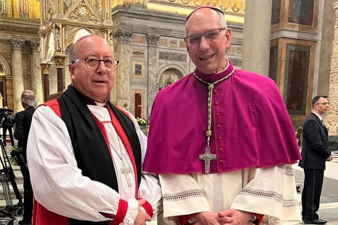 IARCCUM co-chairs Bishop David Hamid, the Church of England's Suffragan bishop in Europe, and Archbishop Donald Bolen, archbishop of Regina in Canada. Bishop pairs from 27 countries were commissioned by Pope Francis and Archbishop of Canterbury Justin Welby at the Basilica of St Paul Outside the Walls