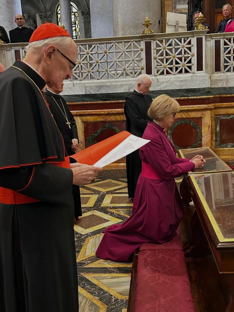 The second stop on her pilgrimage to the tombs of the Apostles, Archbishop of Canterbury Sarah Mullally visited the Basilica of St Paul Outside the Walls