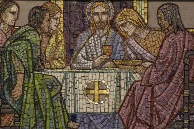 Detail from a mosaic in St Salvators Chapel in St Andrews, Scotland