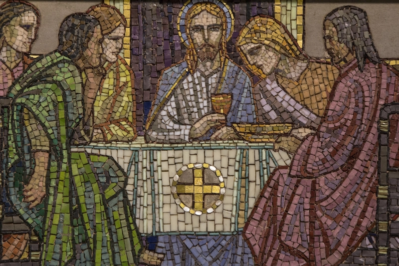 Detail from a mosaic in St Salvators Chapel in St Andrews, Scotland