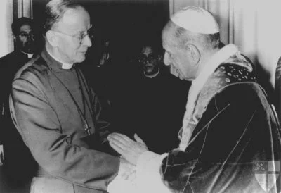 Archbishop Donald Coggan meeting Pope Paul VI in Rome