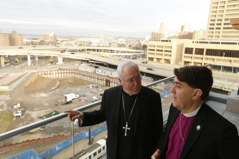 Most Reverend Richard Joseph Malone, Catholic Bishop of Buffalo, left, and Right Rev. R. William Franklin, Episcopal Bishop of Western New York, during a meeting with reporters to discuss the letter they wrote together