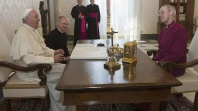 Pope Francis and Archbishop Justin Welby laughing