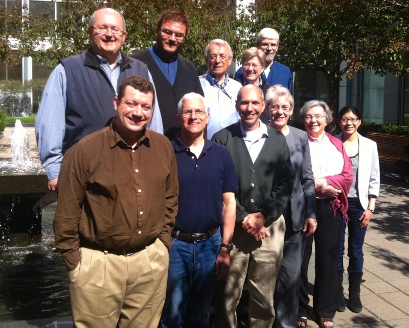 The Anglican-Roman Catholic Dialogue of Canada meeting in May 2013. Back: Raymond Lafontaine, Alexander Laschuk, David Neelands, Catherine Clifford, Kevin Flynn, Front: Bruce Myers, Joseph Mangina, Bishop Don Bolen, Bishop Linda Nicholls, Eileen Conway, Carolyn Chau