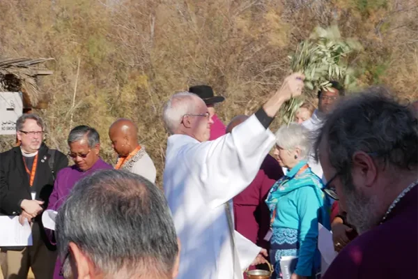 The Archbishop of Canterbury blesses the primates with water taken from the Jordan river