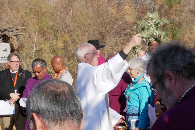 The Archbishop of Canterbury blesses the primates with water taken from the Jordan river