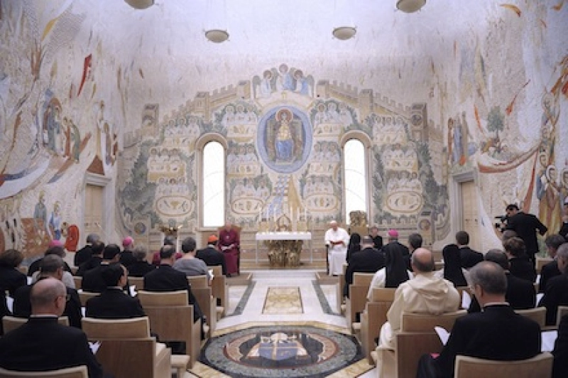 Archbishop Welby and Pope Francis at prayer together
