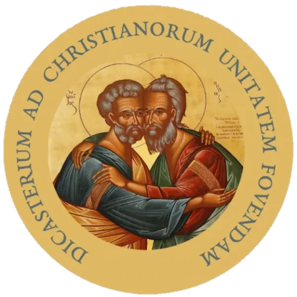 Dicastery for Promoting Christian Unity. The icon depicts the disciples Andrew and Peter, brothers in life and in faith, who represent the Eastern and Western churches. The embrace, or kiss of peace, of Andrew and Peter is an icon of Christian unity