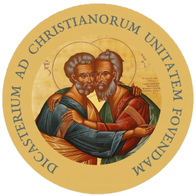 Dicastery for Promoting Christian Unity. The icon depicts the disciples Andrew and Peter, brothers in life and in faith, who represent the Eastern and Western churches. The embrace, or kiss of peace, of Andrew and Peter is an icon of Christian unity