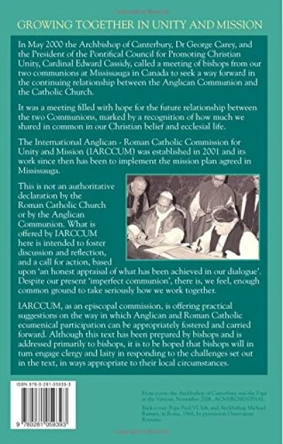 Back cover of 'Growing Together in Unity and Mission: Building on 40 years of Anglican-Roman Catholic Dialogue'