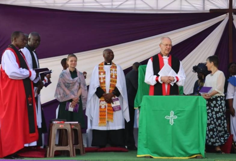 Archbishop Justin Welby preaching at All Saints Anglican Cathedral in Juba, South Sudan