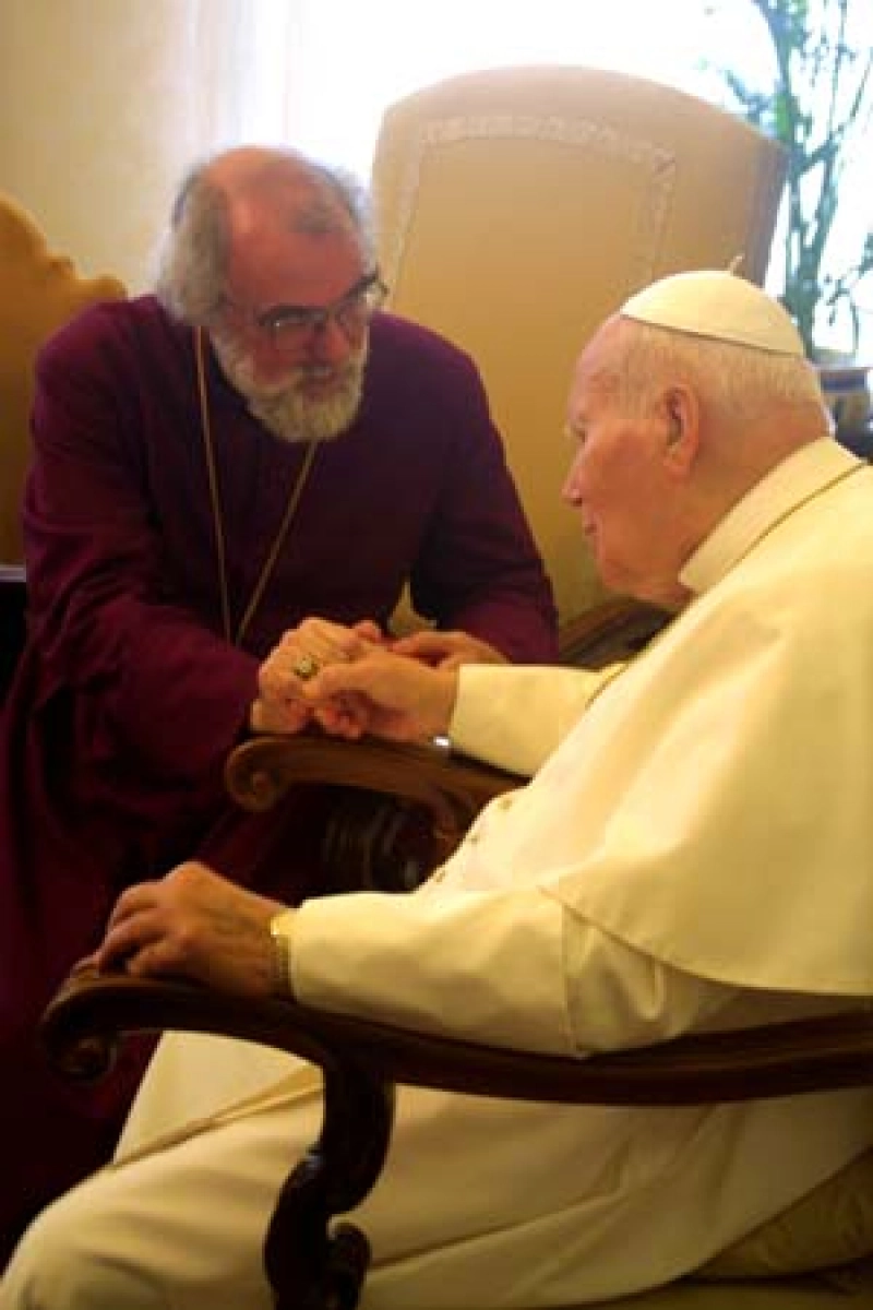 Archbishop of Canterbury Rowan Williams visiting Pope John Paul II in Rome