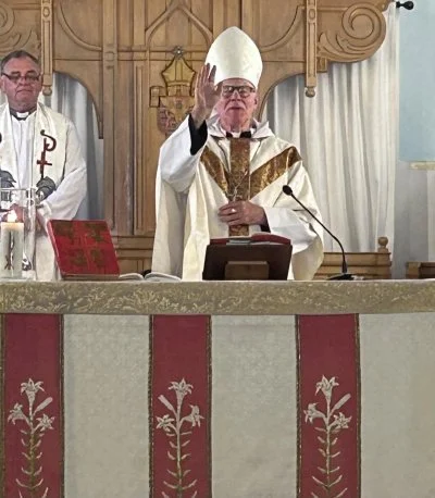 Archbishop Philip Freier, co-chair of ARCIC III, offers the benediction at a Sung Eucharist with the members of the dialogue at St Paul Anglican Cathedral in Nicosia, Cyprus