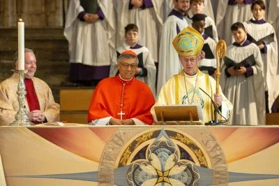 Archbishop Stephen Chow Sau-Yan SJ and Archbishop of Canterbury Justin Welby at the Sunday service in Canterbury Cathedral during the IARCCUM Summit