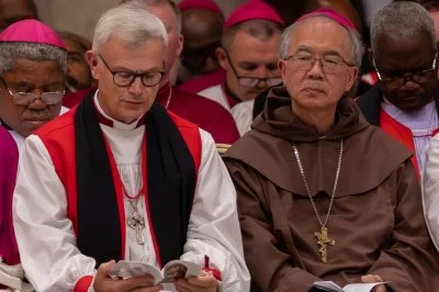IARCCUM bishops from Australia, Rt Rev Peter Stuart, bishop of Newcastle, and Most Rev Gregory Homeming, OCD, bishop of Lismore. Bishop pairs from 27 countries were commissioned by Pope Francis and Archbishop of Canterbury Justin Welby at the Basilica of St Paul Outside the Walls