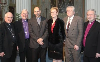 Roman Catholic Archbishop Terence Prendergast of Ottawa, Anglican bishop John Baycroft of Ottawa, Bishop-elect Donald Bolen of Saskatoon, 