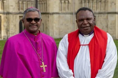 IARCCUM bishops from Papua New Guinea, Most Rev Rozario Menezes, SMM, bishop of Lae and Rt Rev Nathan Ingen, bishop of Aipo Rongo & Primate. Bishop pairs from 27 countries were commissioned by Pope Francis and Archbishop of Canterbury Justin Welby at the Basilica of St Paul Outside the Walls