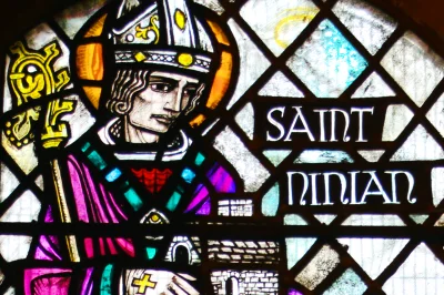 Stained glass depicting St. Ninian