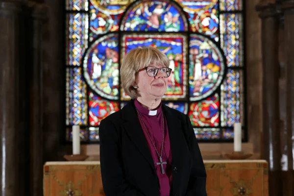 Archbishop-designate Mullally at Canterbury Cathedral on Friday. She thanked women who served in the church before her for being path breakers