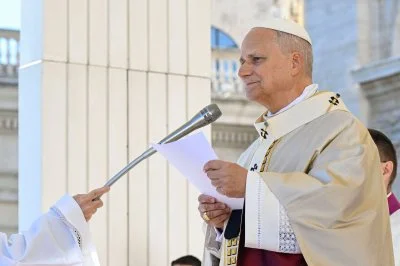 Pope Leo XIV speaks to visitors and pilgrims attending Mass for the Jubilee of Choirs and the feast of Christ the King in St. Peter’s Square at the Vatican. At the end of Mass, the pope announced the release of his apostolic letter, 'In Unitate Fidei' ('In the Unity of Faith') on the Creed and the 1,700th anniversary of the Council of Nicaea