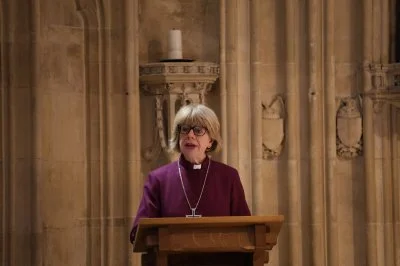 The new Archbishop of Canterbury, Sarah Mullally, speaking at an ecumenical service of Morning Prayer in Canterbury Cathedral to mark the 60th anniversary of the Common Declaration of Pope Paul VI and Archbishop Michael Ramsey