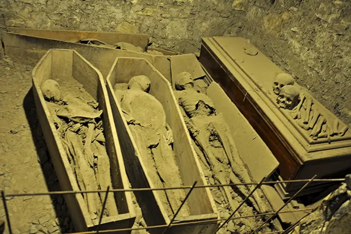 The mummified remains in the crypt of St Michan’s Church in Dublin
